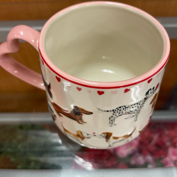 Valentine Dogs Ceramic Pink Heart Handle Coffee Mug Cup NEW - Picture 5 of 6